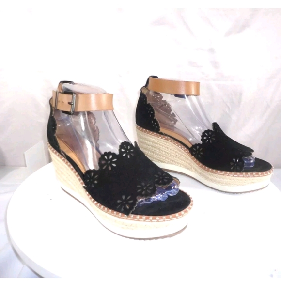 Crown Vintage Shoes - NIB Adorable Crown Vintage Black cow suede wedges sz 10.
